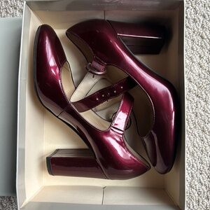 NWT MARC FISHER DARK RED SHAYLIE BLOCK HEELS, SIZE 7.5